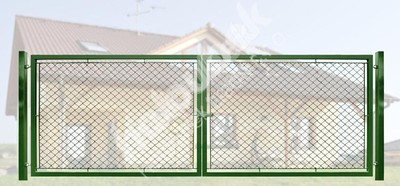 Brána záhradné dvojkrídlové výška 175 x 350 cm zelená na príchytky Exklusiv - Brána exklusiv, lakovaná a pozinkovaná, systém zavírání záklapka, rozměr 175x350 cm.